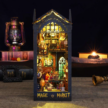 Magic Market Book Nook Kit – Enchanted Miniature Shop and Marketplace Display