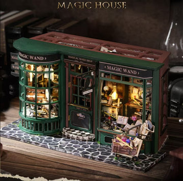 Magic Wand Shop Book Nook Kit – Magic Emporium Series DIY Kit with Glowing Wands