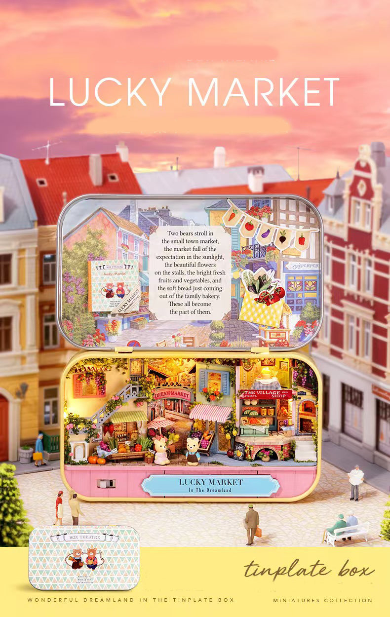 Lucky Market Book Nook Kit – Miniature Room Shelf Insert for Bookcases
