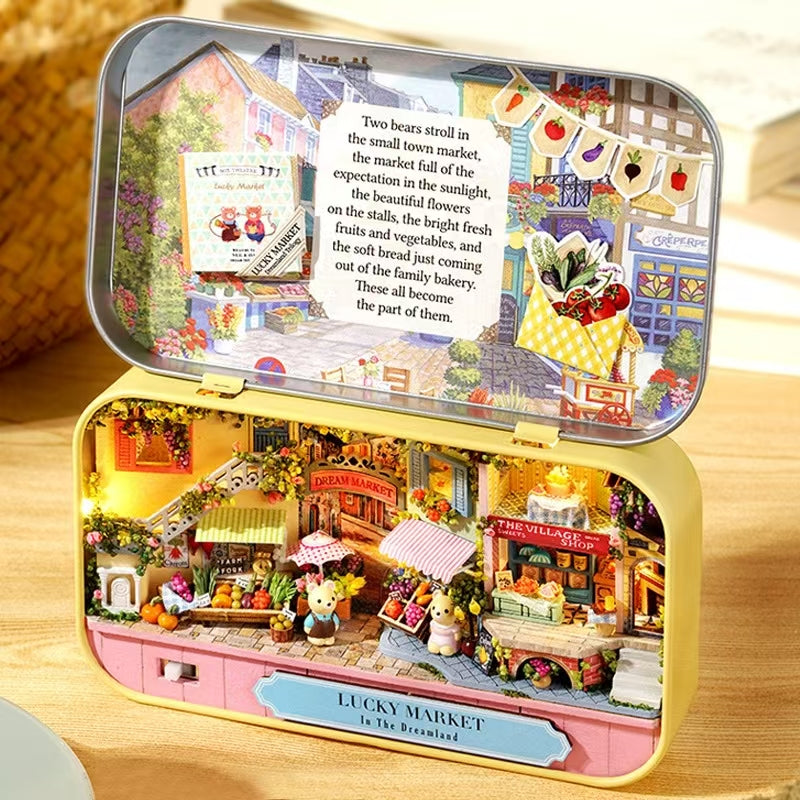 Lucky Market Book Nook Kit – Miniature Room Shelf Insert for Bookcases