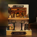 Elf Book Nook Coffee Counter 3D Kit with LED Espresso Machine and Rotating Barista