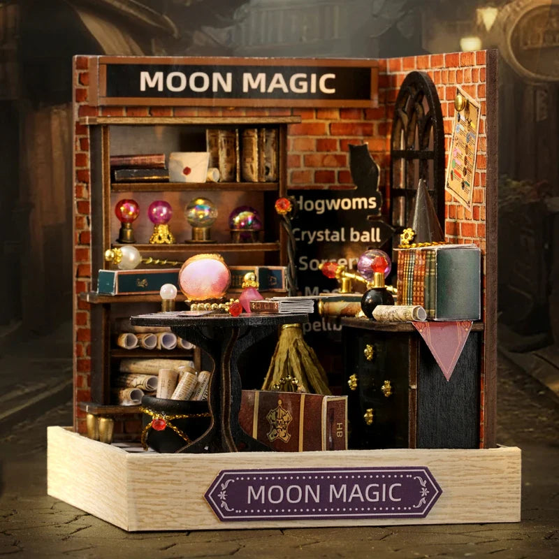 Elf Book Nook Moonlight Magic 3D Kit with LED Stars and Glowing Moon