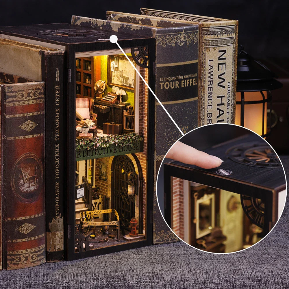 Elf Book Nook Rose Detective Agency 3D Kit with UV Clues and Rotating Magnifier